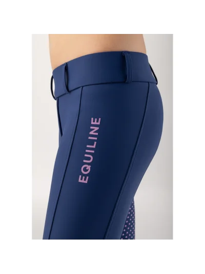 Mallas para montar en azul marino y rosa con el logotipo en rosa (full grip) para niña-Cunix - Equiline - imagen 2