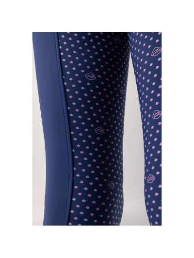 Mallas para montar en azul marino y rosa con el logotipo en rosa (full grip) para niña-Cunix - Equiline - imagen 3
