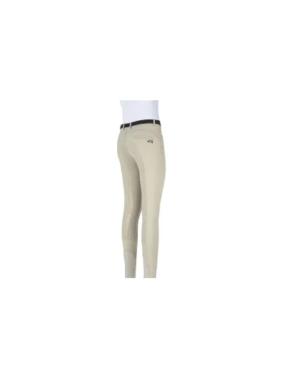 Pantalones beige con logo tricolor en el bolsillo trasero (grip culera) para niña - Equiline - imagen 2