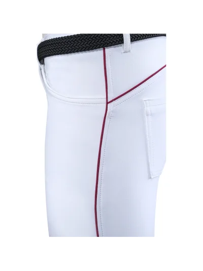 Pantalones blancos con ribetes fucsias (grip culera) para niña Jade - Equiline - imagen 2