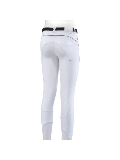 Pantalones blancos con ribetes fucsias (grip culera) para niña Jade - Equiline - imagen 3