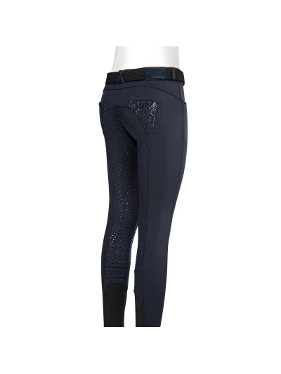 Pantalones de invierno azul marino con lentejuelas (grip culera) para niña Ariel - Equiline - imagen 2