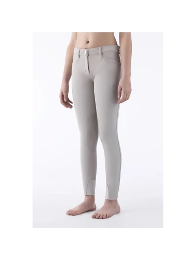 Pantalones beige con logo tricolor en el bolsillo trasero (grip rodilla) para niña Jinak - Equiline - imagen 2