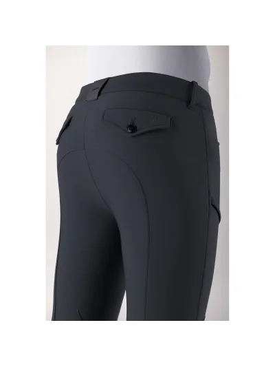Pantalones negros de invierno (grip rodilla) y bolsillo lateral con logotipo estampado para hombre Crunock - Equiline - imagen 2