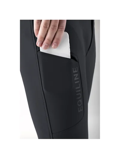 Pantalones negros de invierno (grip rodilla) y bolsillo lateral con logotipo estampado para hombre Crunock - Equiline - imagen 3