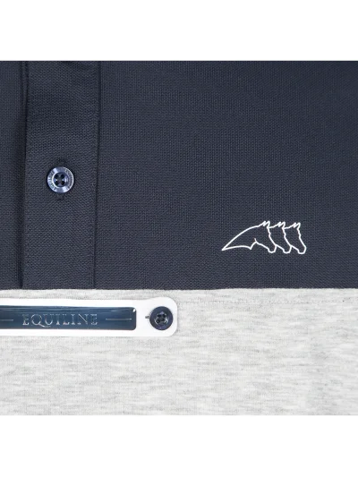 Polo de competición Color azul marino con banda frontal gris para hombre Niagara - Equiline - imagen 2