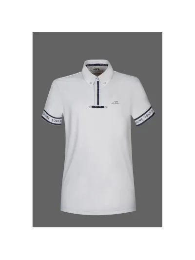 Polo de competición de manga corta blanco para hombre Pirite - Equiline - imagen 2