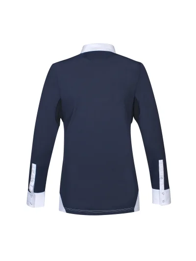 Polo de competición de manga larga blanco y azul marino para hombre Opalite - Equiline - imagen 2