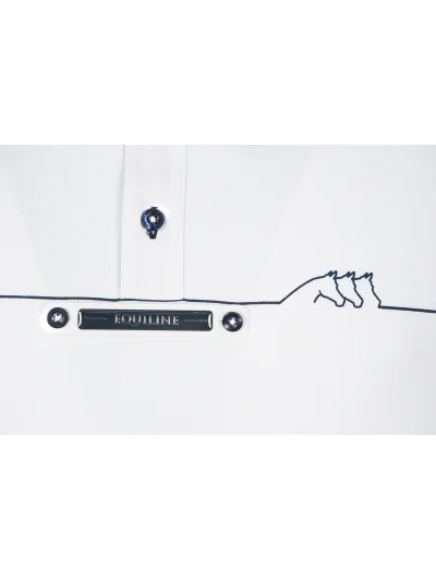 Polo de competición blanco de manga corta para hombre Linden - Equiline - imagen 2