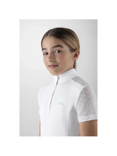 Girls’ White Short-Sleeve Show Polo – Giuv - Equiline