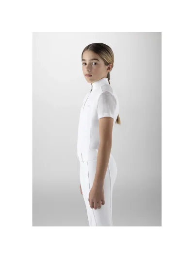 Girls’ White Short-Sleeve Show Polo – Giuv - Equiline - imagen 2