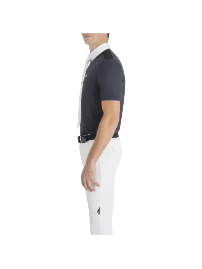 Polo de competición de manga corta azul marino para hombre Eldsone - Equiline - imagen 2
