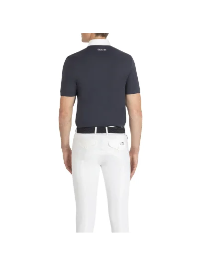 Polo de competición de manga corta azul marino para hombre Eldsone - Equiline - imagen 3