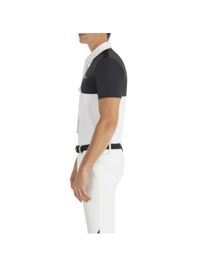 Polo de competición de manga corta azul marino y blanco para hombre Clancyc - Equiline - imagen 2