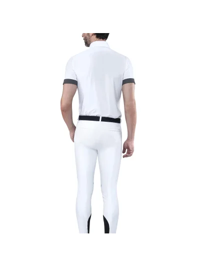 Polo de competición de manga corta blanco y azul marino para hombre Carter - Equiline - imagen 2