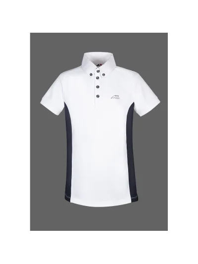 Polo de piqué de competición de manga corta blanco y azul marino para niño Dark - Equiline - imagen 2