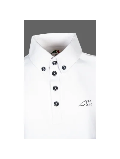 Polo de piqué de competición de manga corta blanco y azul marino para niño Dark - Equiline - imagen 3