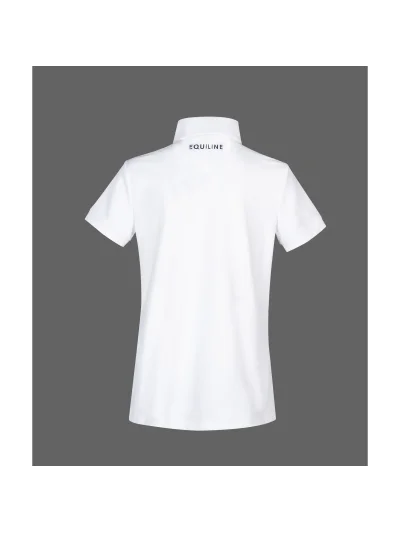 Polo de piqué de competición de manga corta blanco y azul marino para niño Dark - Equiline - imagen 4