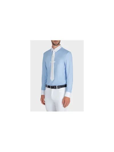 Polo de competición de manga larga azul cielo para hombre Evik - Equiline - imagen 2