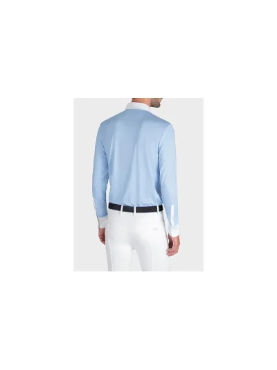 Polo de competición de manga larga azul cielo para hombre Evik - Equiline - imagen 4