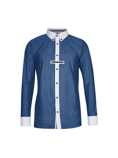 Polo de concurso azul marino de manga larga para hombre – Felix - Equiline