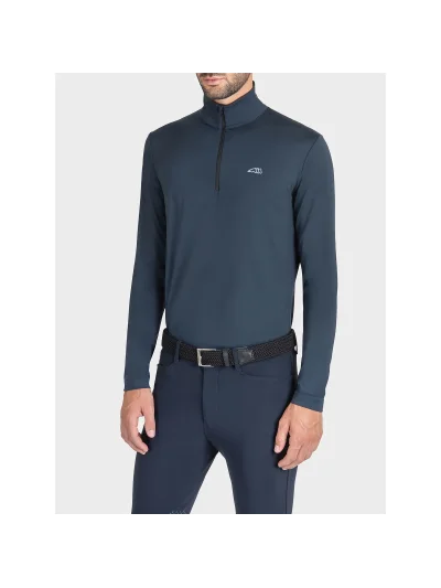 Polo de entrenamiento azul marino de manga larga para hombre - Equiline - imagen 2