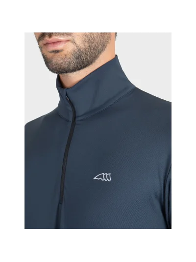 Polo de entrenamiento azul marino de manga larga para hombre - Equiline - imagen 4