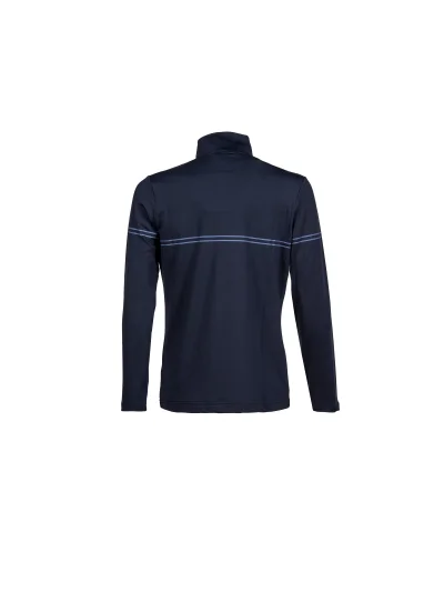 Polo de entrenamiento azul marino de manga larga y media cremallera frontal para hombre - Equiline - imagen 2
