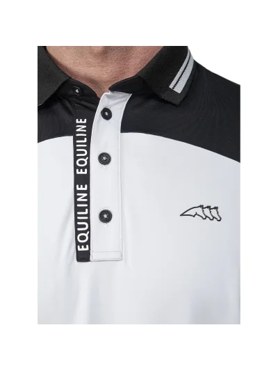 Polo de entrenamiento de manga corta blanco y negro para hombre Cyprian - Equiline - imagen 2