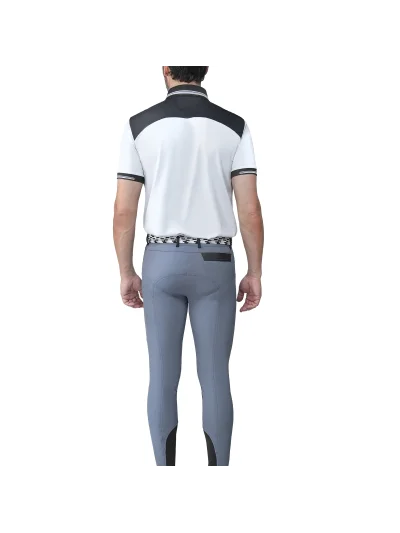 Polo de entrenamiento de manga corta blanco y negro para hombre Cyprian - Equiline - imagen 3