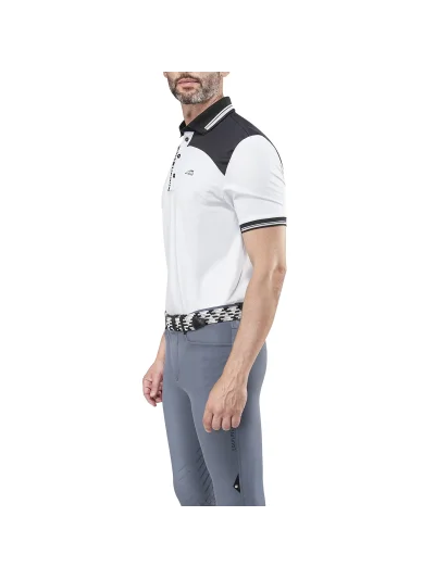 Polo de entrenamiento de manga corta blanco y negro para hombre Cyprian - Equiline - imagen 4