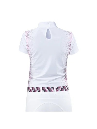 Polo técnico de competición de manga corta blanco y rosa para niña Jiji - Equiline - imagen 3