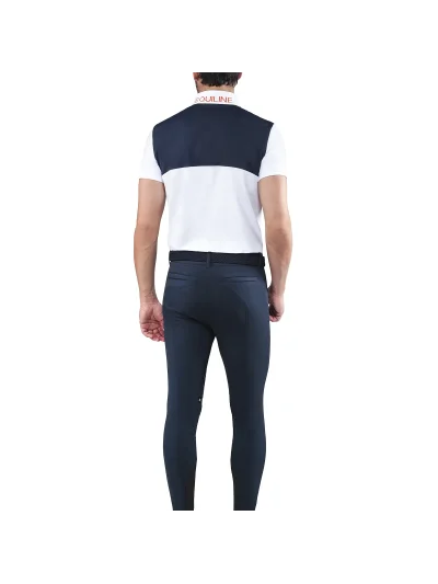 Polo de manga corta azul marino y blanco para hombre Collins - Equiline - imagen 3