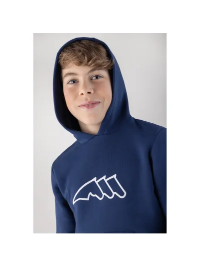 Sweat bleu marine avec capuche et el logo blanc junior unisexe - Capuc - Equiline - imagen 2