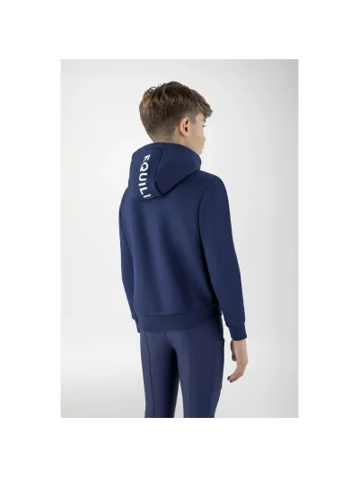 Sweat bleu marine avec capuche et el logo blanc junior unisexe - Capuc - Equiline - imagen 3