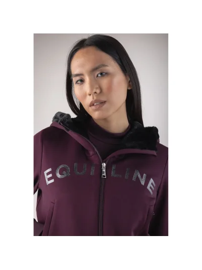 Sudadera con capucha color violeta y el logotipo brillante para mujer - Equiline - imagen 2