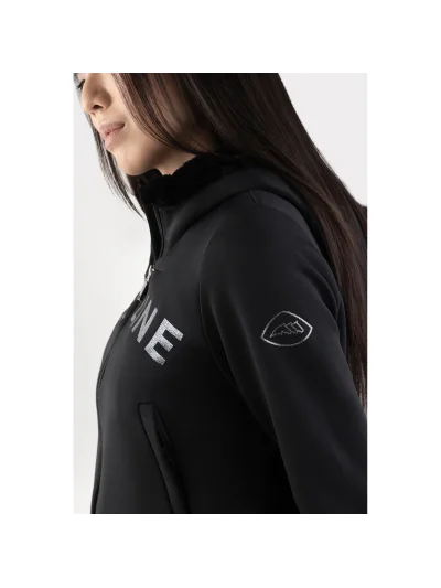 Sudadera con capucha negra y el logotipo brillante para mujer - Equiline - imagen 2