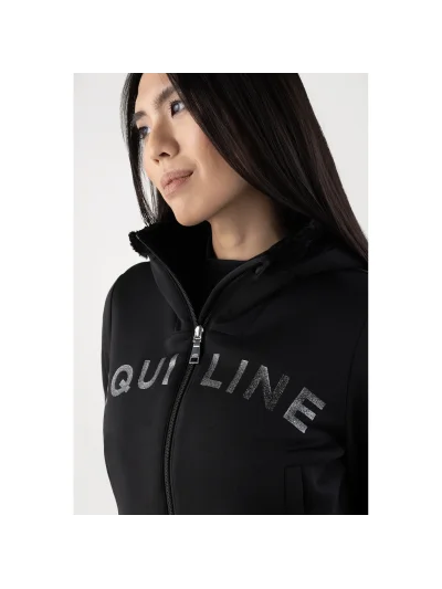 Sudadera con capucha negra y el logotipo brillante para mujer - Equiline - imagen 3