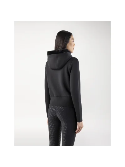 Sudadera con capucha negra y el logotipo brillante para mujer - Equiline - imagen 4