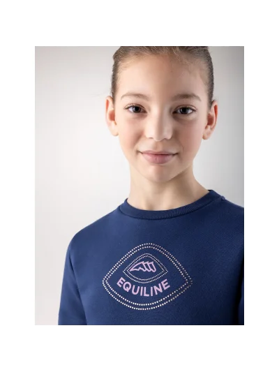 Sweat polaire bleu marine avec el logo de strass rose pour fille Cedril - Equiline - imagen 2