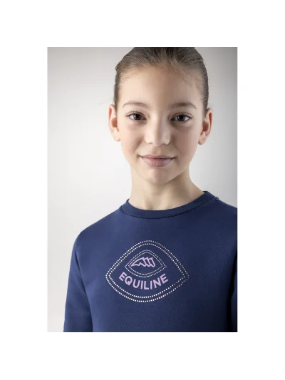 Sweat polaire bleu marine avec el logo de strass rose pour fille Cedril - Equiline - imagen 3