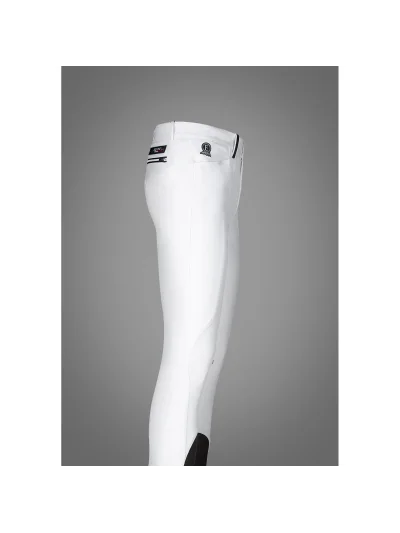 Pantalones de competición blancos con logos (grip rodilla) para homrbe Racky - Equiline - imagen 2