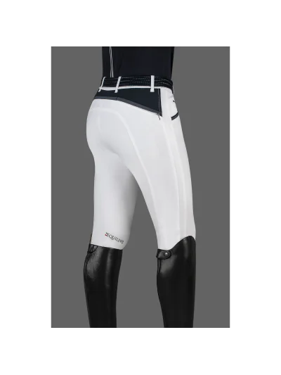 Pantalones de competición blancos con detalles en azul marino y gris (grip rodillas) para hombre Narmer - Equiline - imagen 3