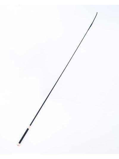 Stick de dressage noir (120cm) à manche court avec embout doré foncé - Fleck
