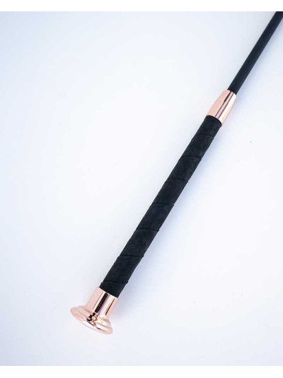 Stick de dressage noir (120cm) à manche court avec embout doré foncé - Fleck - imagen 2