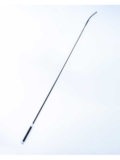Stick de dressage noir (120cm) à manche court avec embout argenté foncé - Fleck