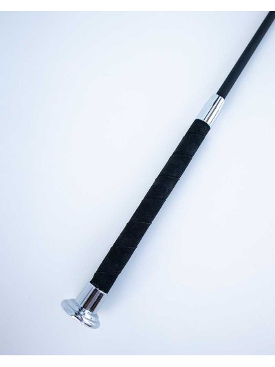 Stick de dressage noir (120cm) à manche court avec embout argenté foncé - Fleck - imagen 2