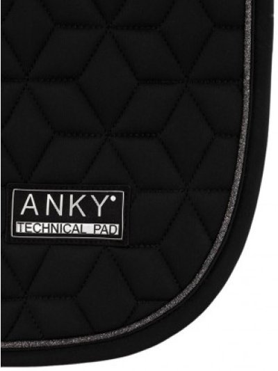 Dressage Saddle Pad Black with Subtle Silver Shimmer Piping for Horse - Anky - imagen 2