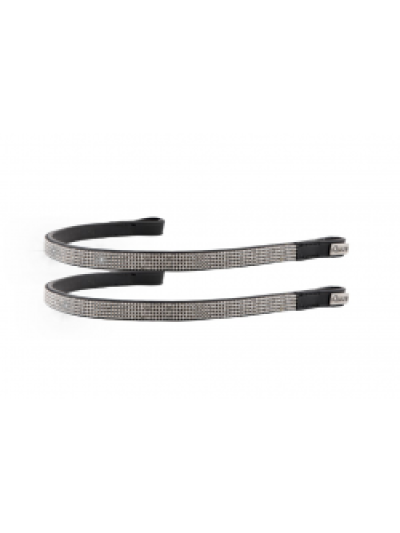 Black leather browband with white rhinestones for horses - IQuus