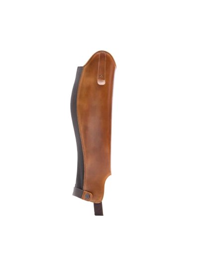 Mini-chaps marron caramel en cuir pour l'équitation classiques avec élastique et avec fermeture éclair Classic pull up - Chester